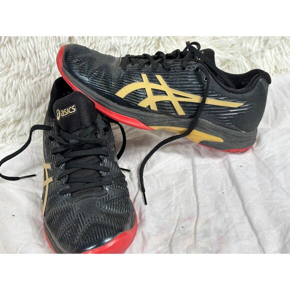 Asics Gel Solution Speed FF L.E Tennis Shoes Womens 7.5 Black 1042A047 Athletic - Picture 1 of 10